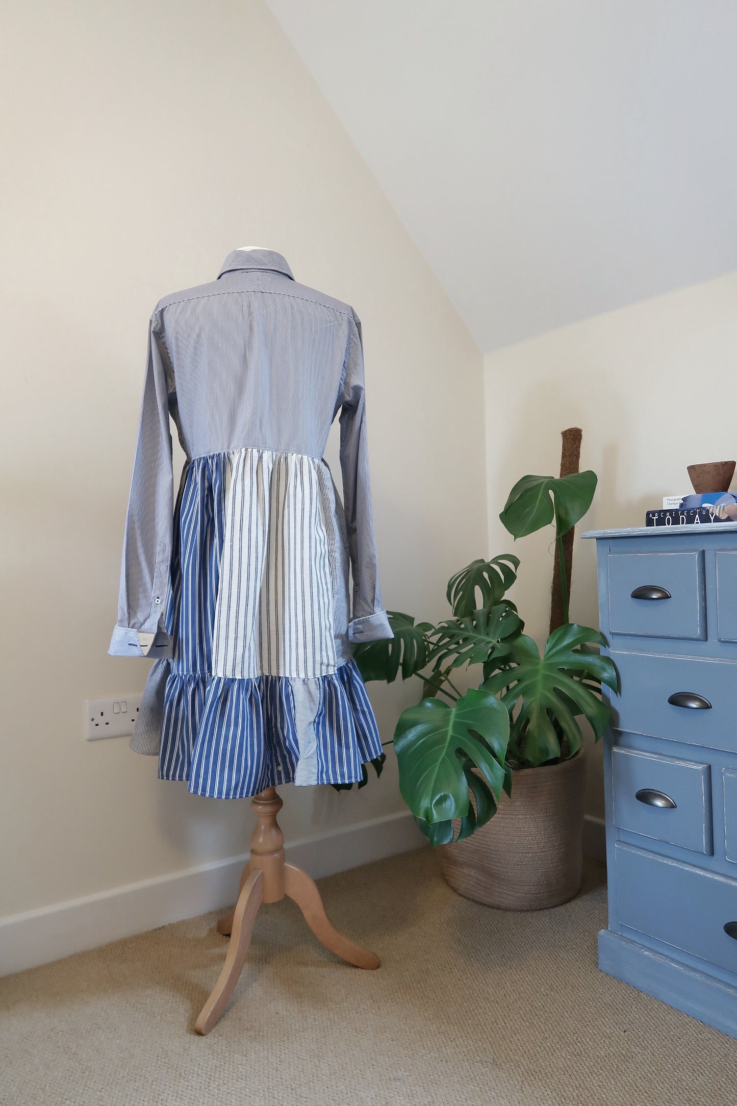 Patchwork Tiered Shirt Dress