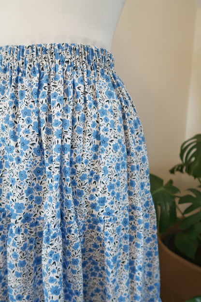 Ruffled Skirt in Blue Daisies