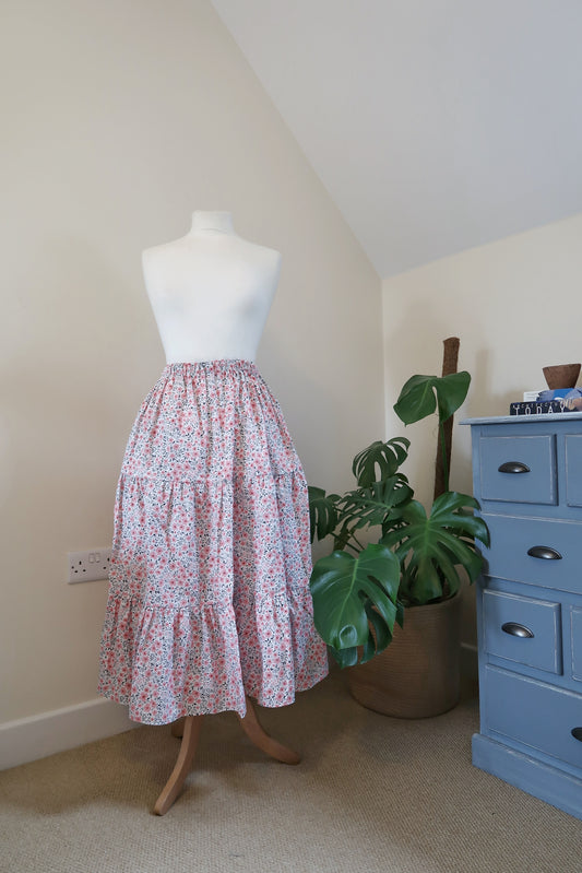 Ruffled Skirt in Pink Daisies